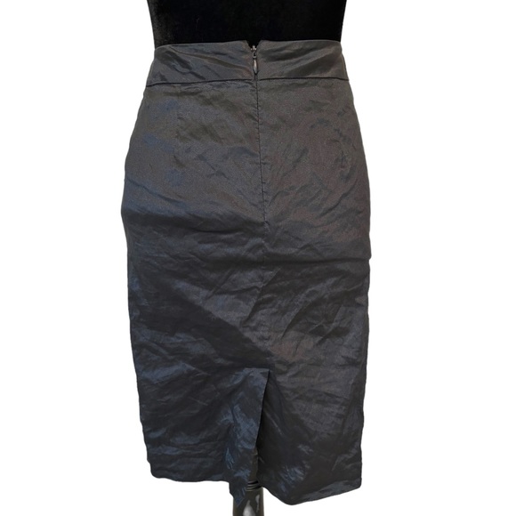 BCBGMAXAZRIA Metallic Gunmetal Ruched Skirt Size 2 - Picture 7 of 8